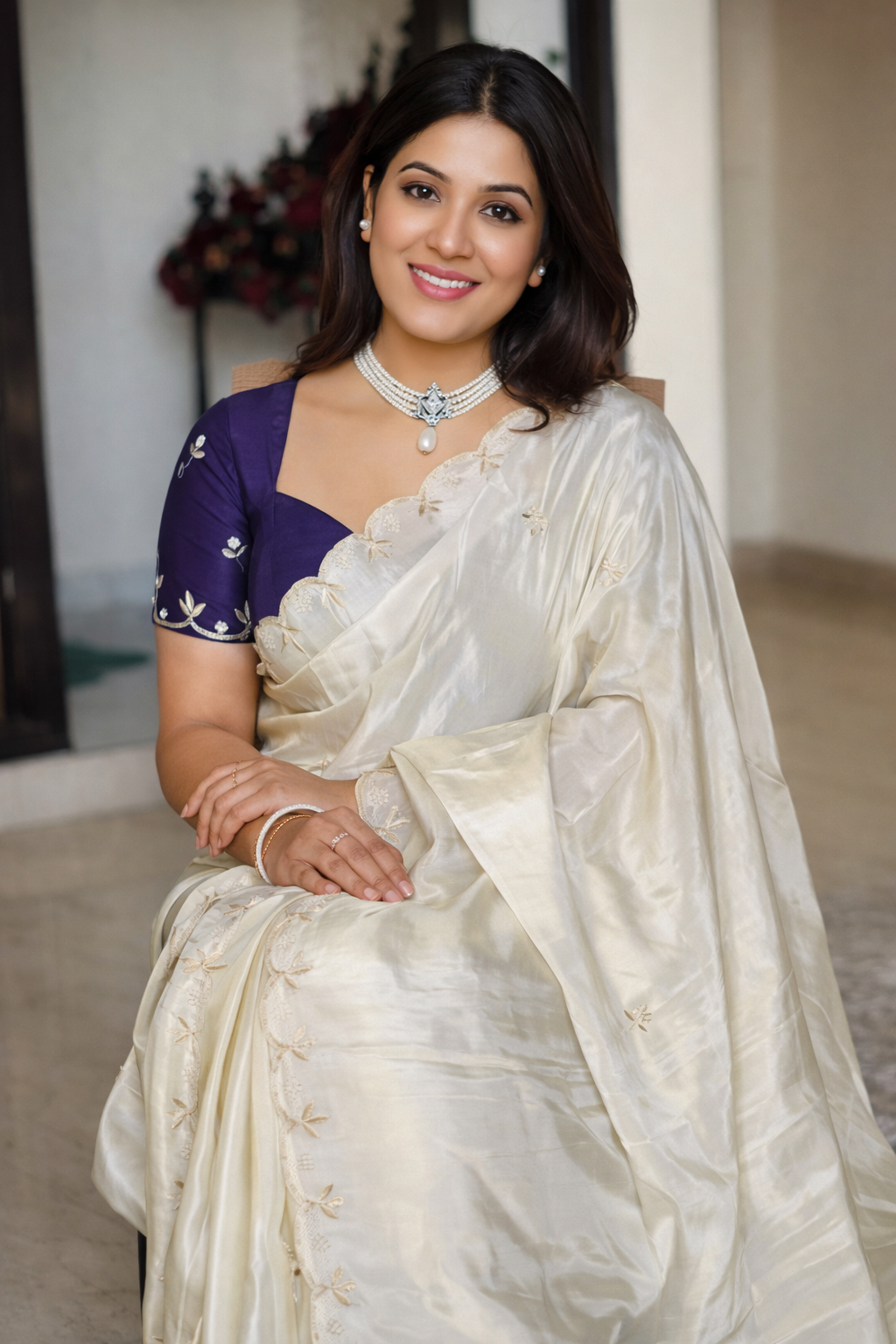 12616 Designer Pure H.O. Silk Designer Saree with Zardosi and Gota Patti Work