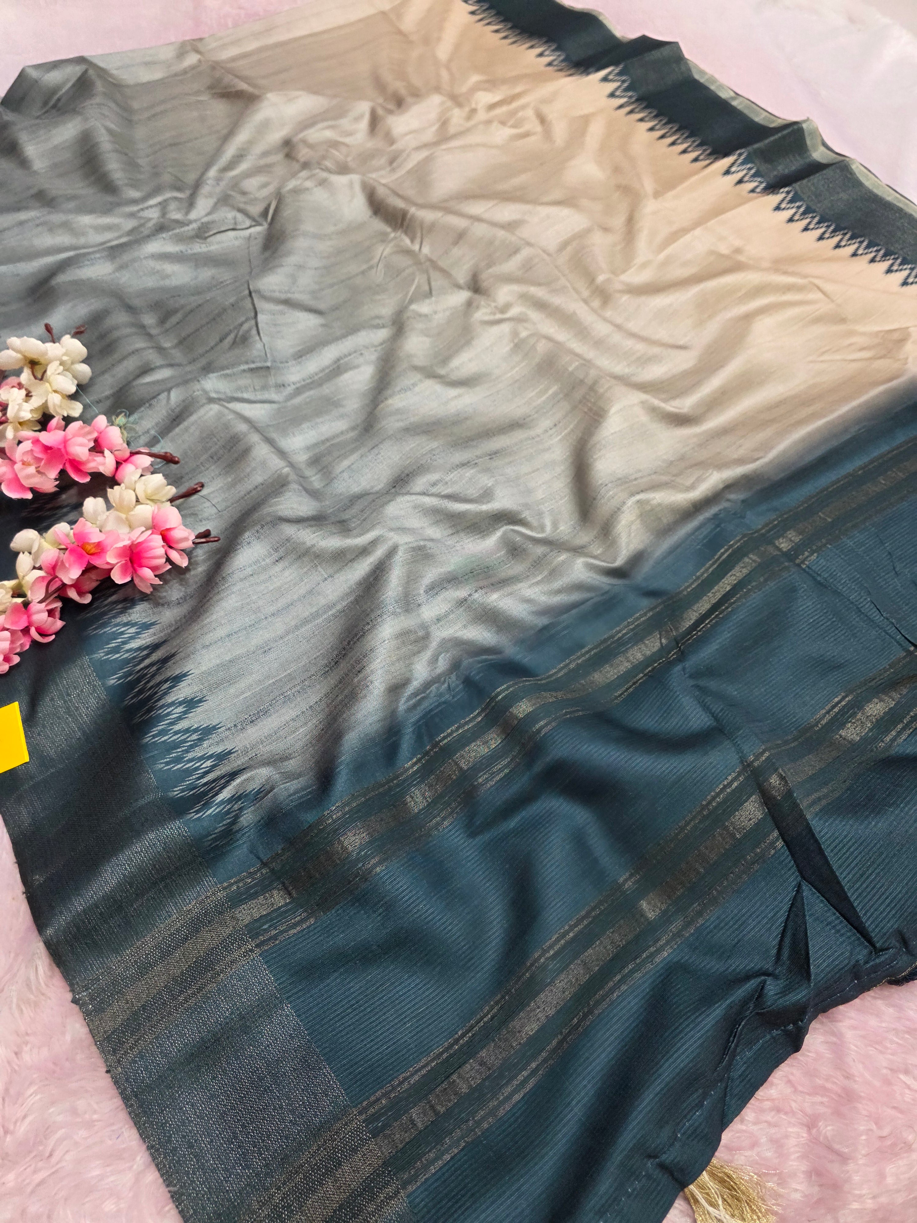 103109 Chitra Special Soft Banarasi Silk Saree with Heavy Flower Printed Blouse