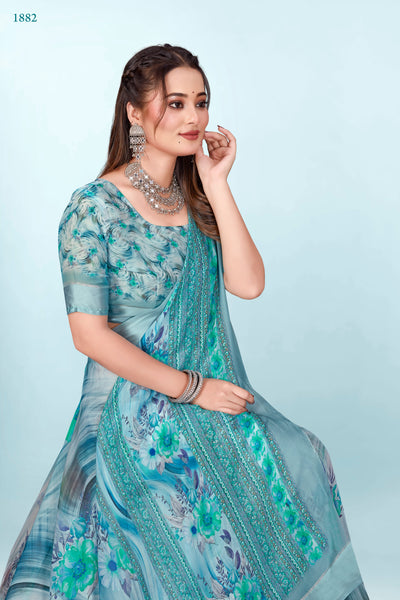 626009 हैवी जॉर्जेट डिजिटल प्रिंट साड़ी