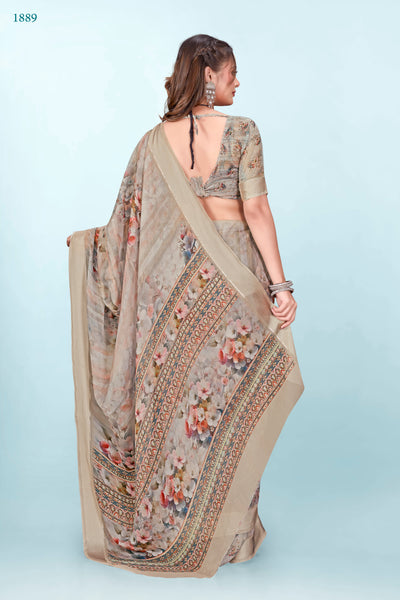 626009 हैवी जॉर्जेट डिजिटल प्रिंट साड़ी