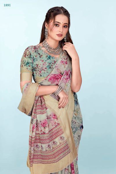 626009 हैवी जॉर्जेट डिजिटल प्रिंट साड़ी