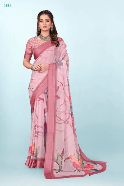 626009 हैवी जॉर्जेट डिजिटल प्रिंट साड़ी