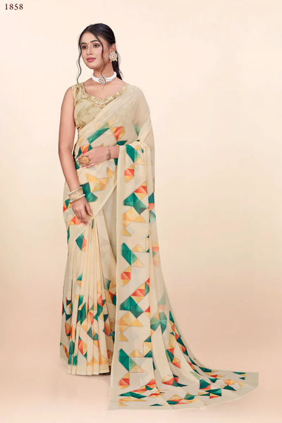 626009 हैवी जॉर्जेट डिजिटल प्रिंट साड़ी