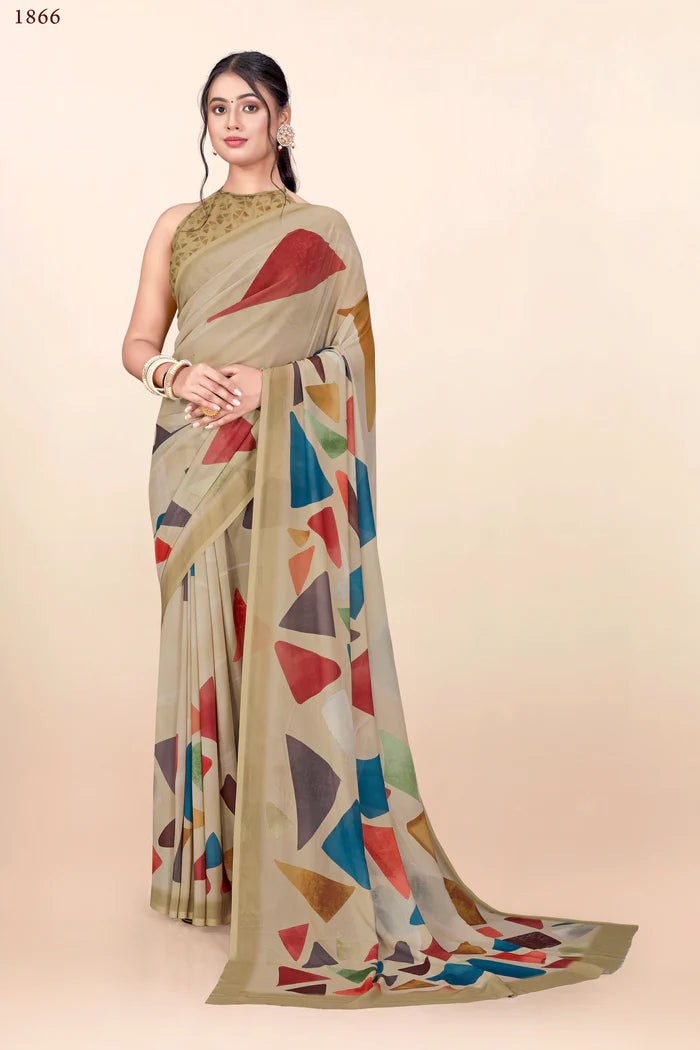 626009 हैवी जॉर्जेट डिजिटल प्रिंट साड़ी