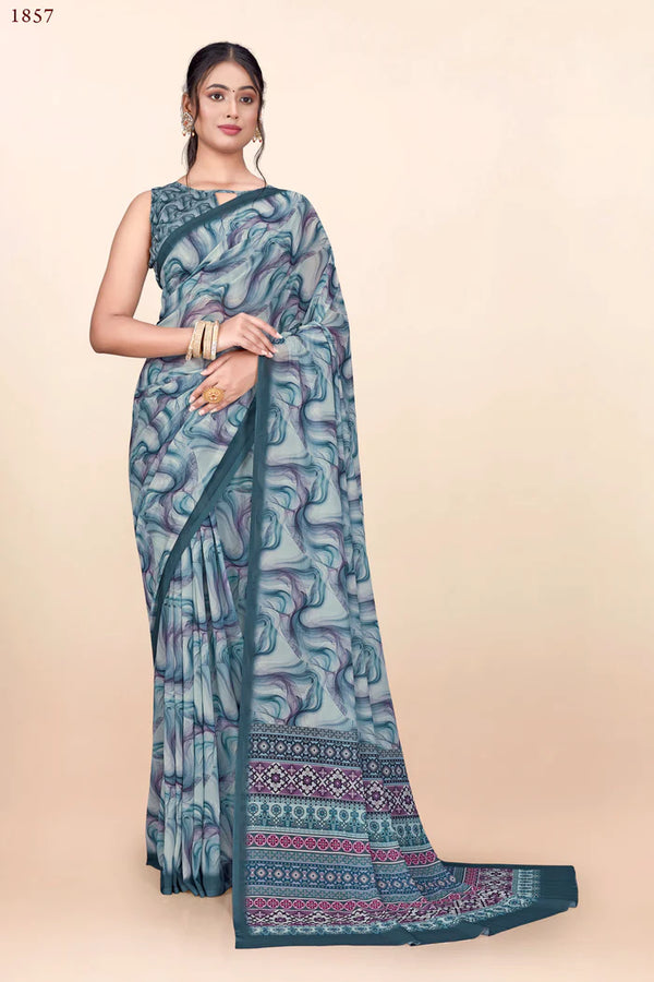 936004 Premium Digital Printed Georgette Crepe Saree