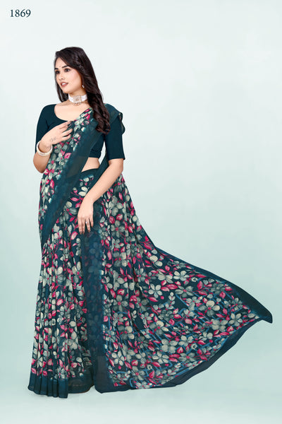 626009 हैवी जॉर्जेट डिजिटल प्रिंट साड़ी