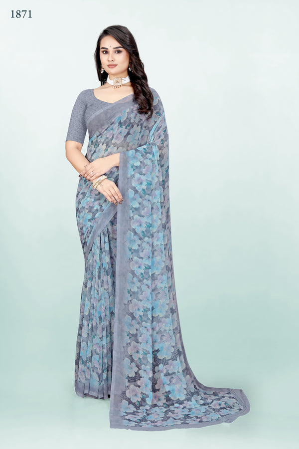 927010 Heavy Georgette Flower Print Saree -