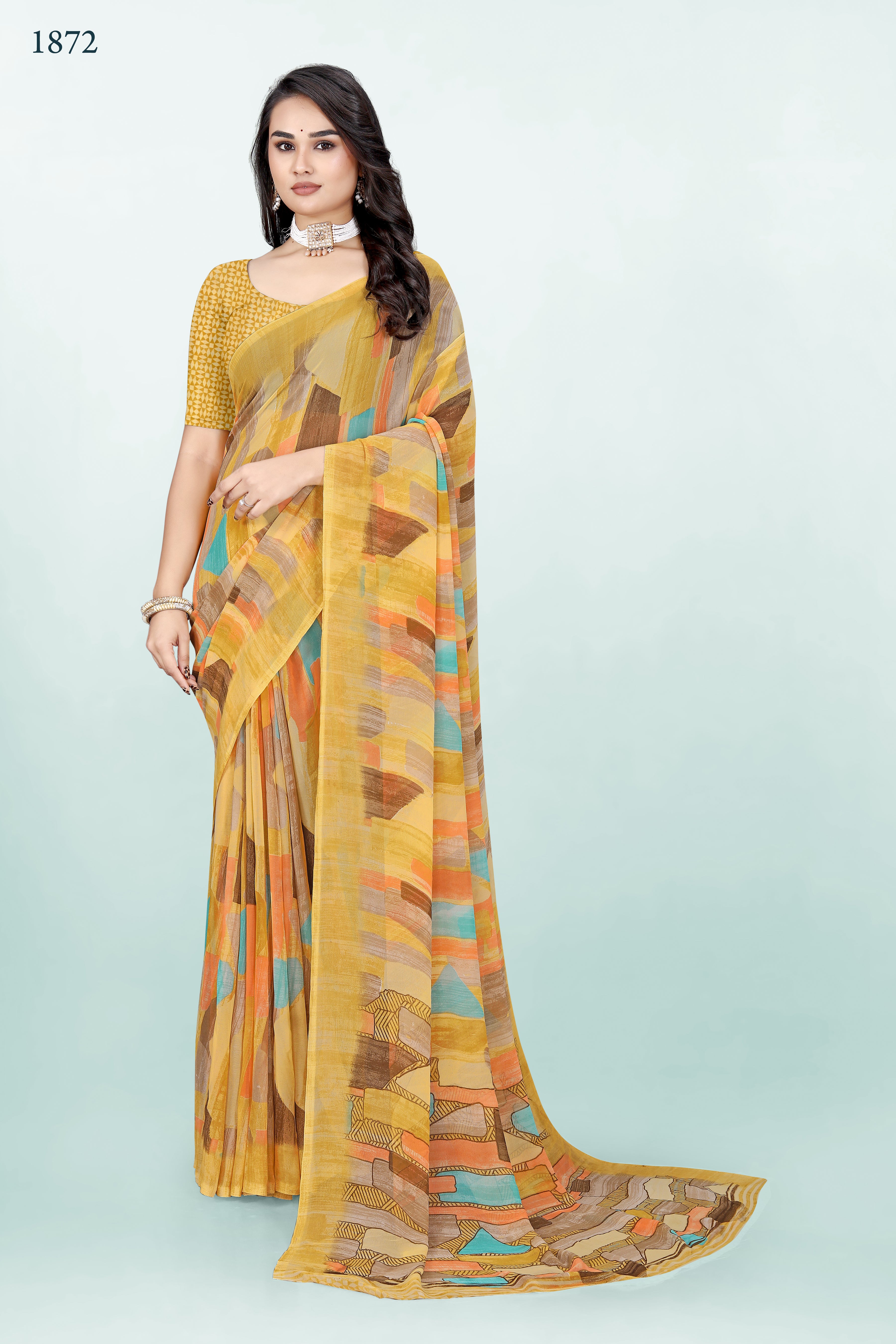 626009 हैवी जॉर्जेट डिजिटल प्रिंट साड़ी