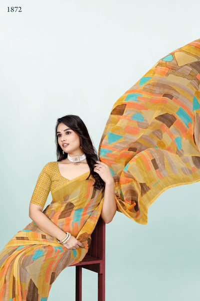 626009 हैवी जॉर्जेट डिजिटल प्रिंट साड़ी