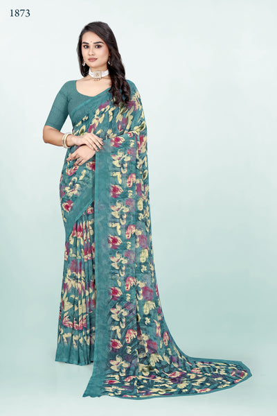 626009 हैवी जॉर्जेट डिजिटल प्रिंट साड़ी