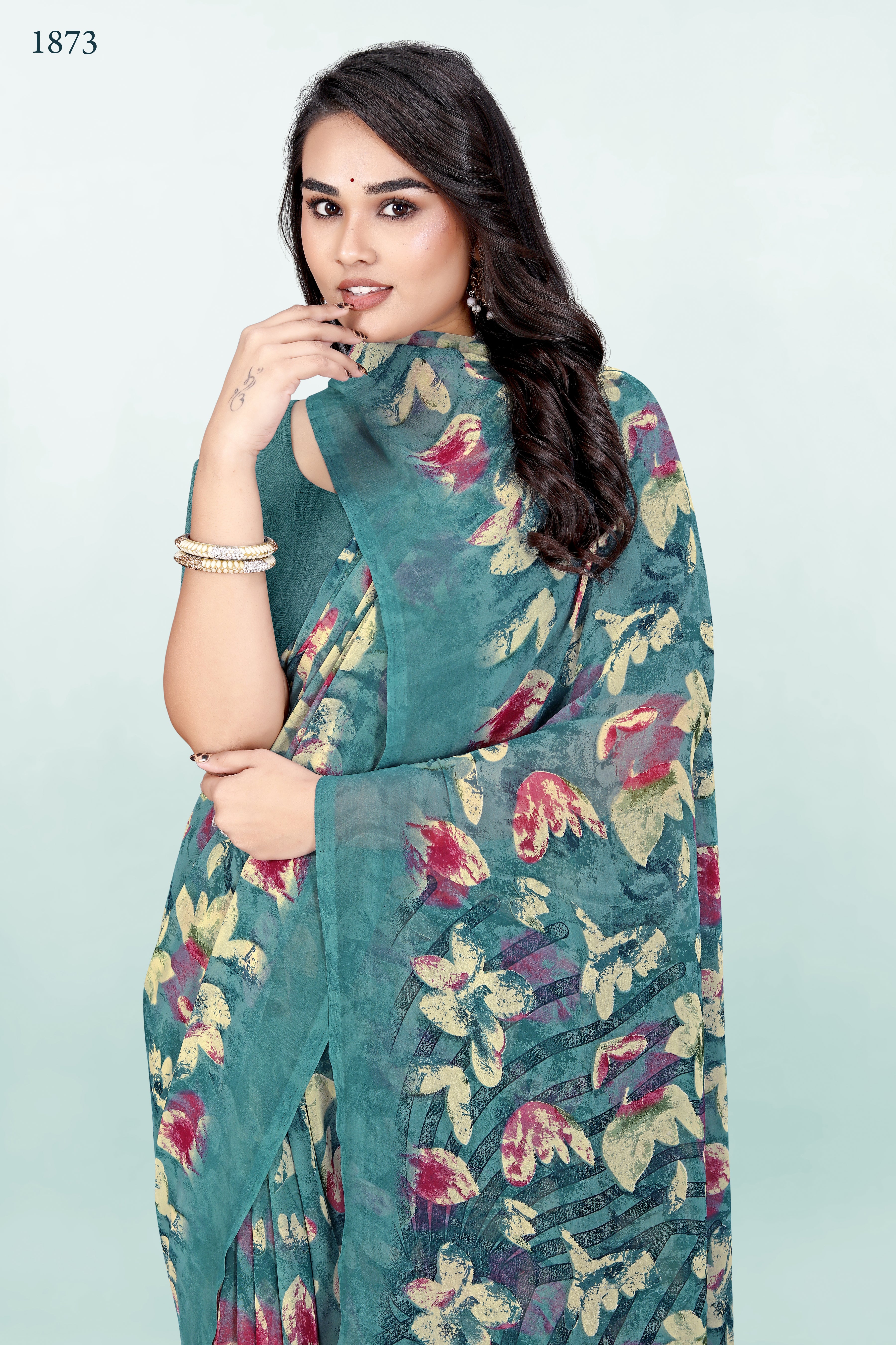 626009 हैवी जॉर्जेट डिजिटल प्रिंट साड़ी