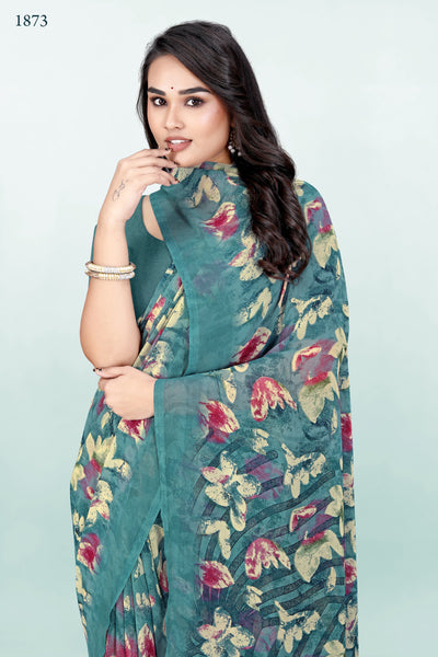 626009 हैवी जॉर्जेट डिजिटल प्रिंट साड़ी