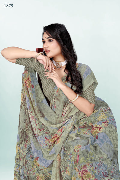 626009 हैवी जॉर्जेट डिजिटल प्रिंट साड़ी