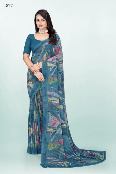 626009 हैवी जॉर्जेट डिजिटल प्रिंट साड़ी