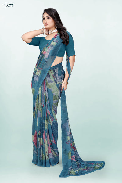 626009 हैवी जॉर्जेट डिजिटल प्रिंट साड़ी