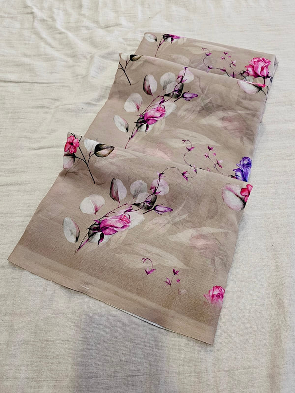 736009 Digital Flower Print Very Soft Georgette Crepe Saree