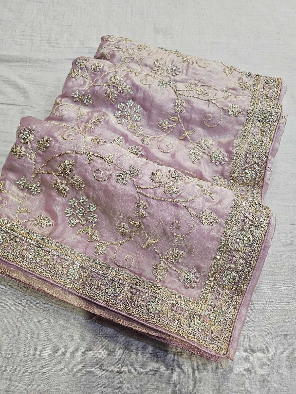 719005 Designer Pure Tissue Silk Saree With Heavy Zaal Work