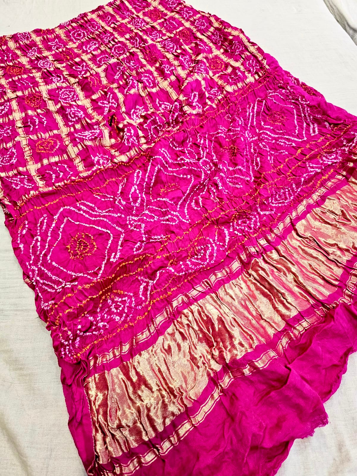 C75002 Premium Ghatchola Hand Bandhani Gajji Silk Saree - Rani