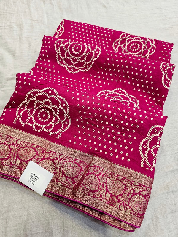 711004 Exclusive Bandhani Saree with Banarasi Pallu and Border