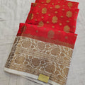 780015 Banarasi Soft Silk Dual Shade Saree With Antique Zari (730004) red