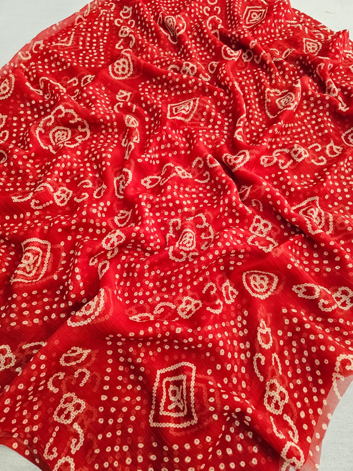 751006 Soft Chiffon Rajwadi Bandhani Saree - Orange