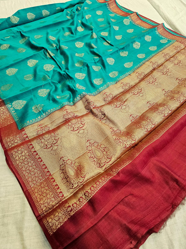 C73005 Pure Banarasi Silk Saree With Silver Zari Khaddi Work