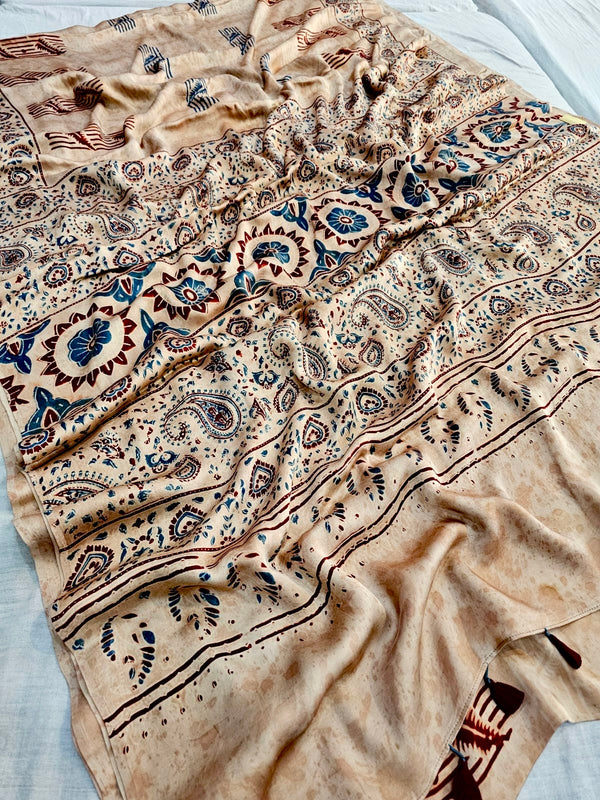 739005 Pure Modal Silk Natural Dye Ajrakh Saree