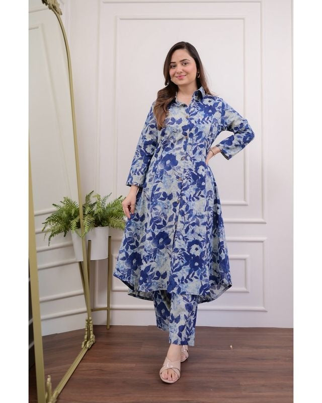 614006 शुद्ध मलमल कॉटन हाथ से पेंट किया हुआ कॉर्ड सेट 