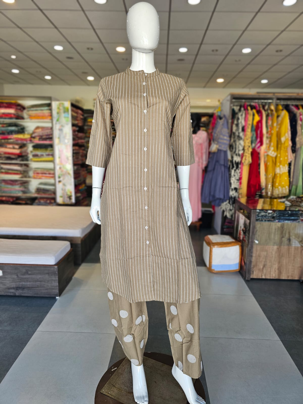 718008 Pure Cotton Hand Printed Kurti Pant Set