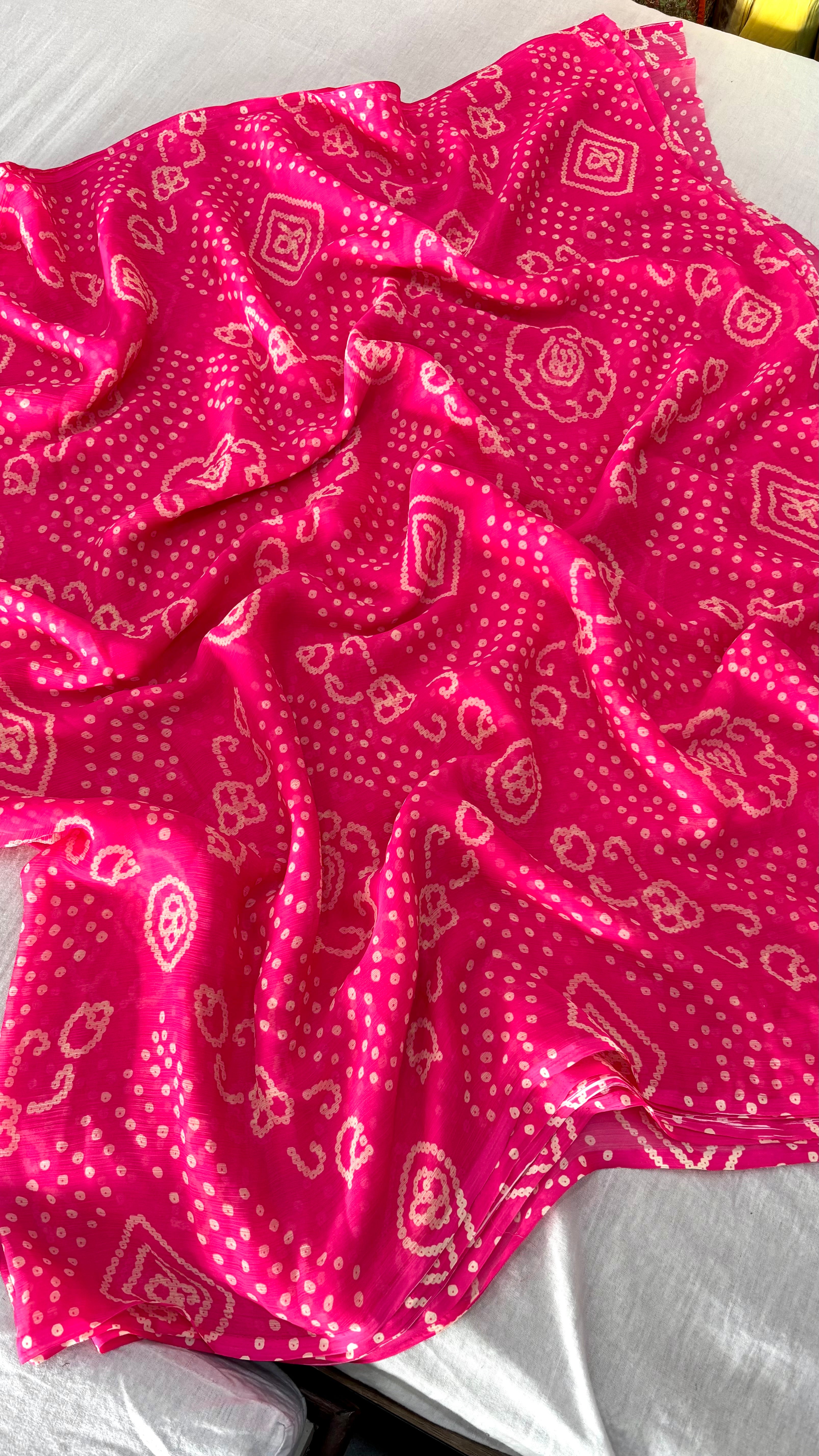 751006 Soft Chiffon Rajwadi Bandhani Saree - PINK