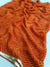 345003 Flower Print Chiffon Saree - Orange
