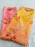 351005 Flower Print Chiffon Saree - Pink Yellow