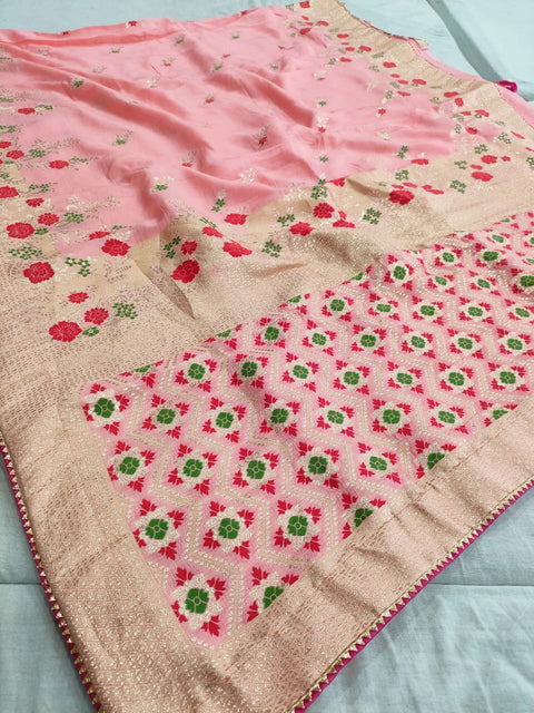 506001 Banarasi Silk Party Wear Saree - Pink 114001