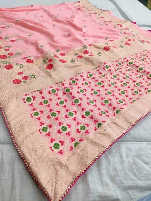 506001 Banarasi Silk Party Wear Saree - Pink 114001