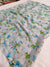 353003 Flower Print Chiffon Saree - Gray Blue