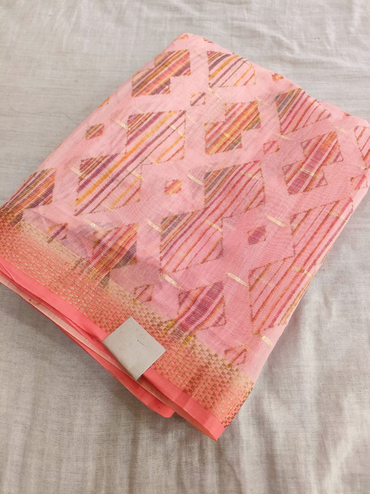 422007 Designer Soft Linen Digital Printed Saree with Zari Weaving - Pink