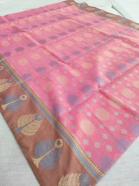 443001 Pure Banarasi Cotton Zari Weaving Saree
