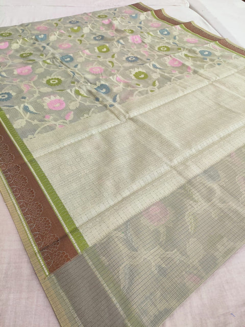 443005 Pure Banarasi Cotton Zari Weaving Saree