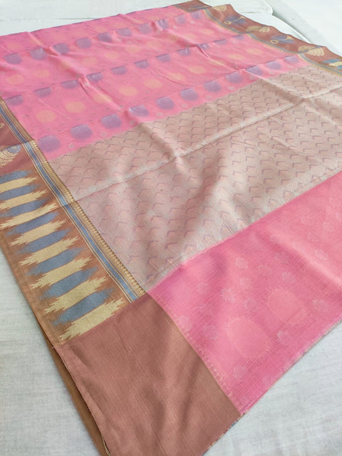 443001 Pure Banarasi Cotton Zari Weaving Saree