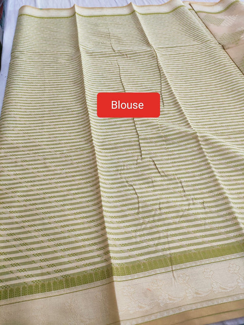 443006 Pure Banarasi Cotton Zari Weaving Saree