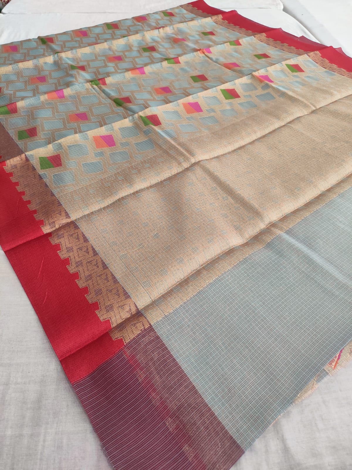 443007 Pure Banarasi Cotton Zari Weaving Party wear Saree