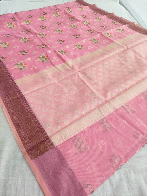 443002 Pure Banarasi Cotton Zari Weaving Saree