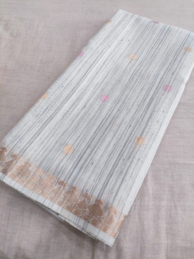 444003 Designer Cotton Colorfull Weaving Saree with Zari Weaving Border white