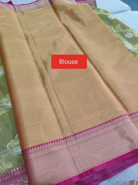 548003 Banarasi Silk Saree With Zari Weaving and Contrast Border 447012