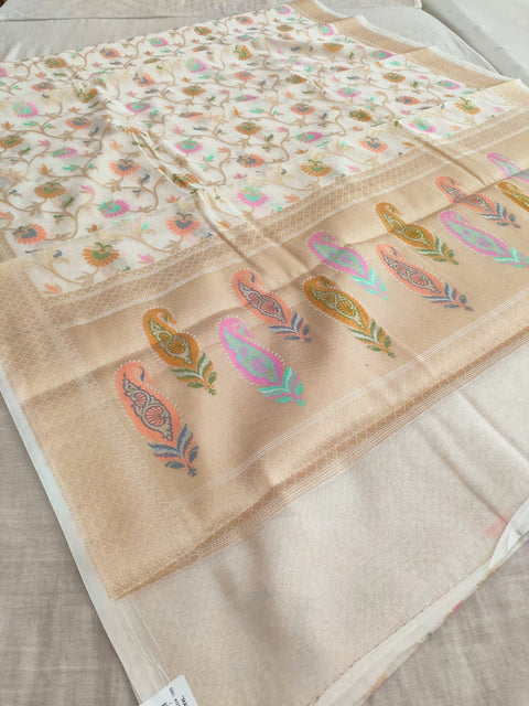 447011 Designer Cotton Meenakari Saree with Zari Weaving