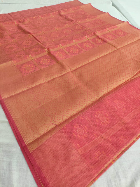 548002 Banarasi Cotton Saree With Zari Weaving - Gajari (447006)