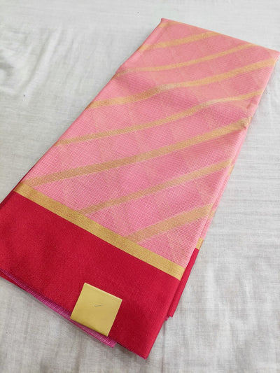 447002 Designer Cotton Saree With Zari Weaving Pink