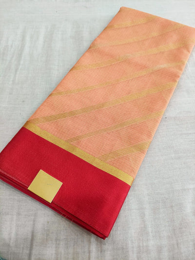 447002 Designer Cotton Saree With Zari Weaving peach