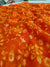 498001 Semi Chiffon Flower Printed Saree - Orange