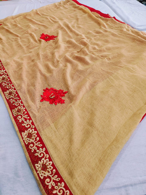 499003 Designer Half and Half Jute Saree With Heavy Zari And Embroidery